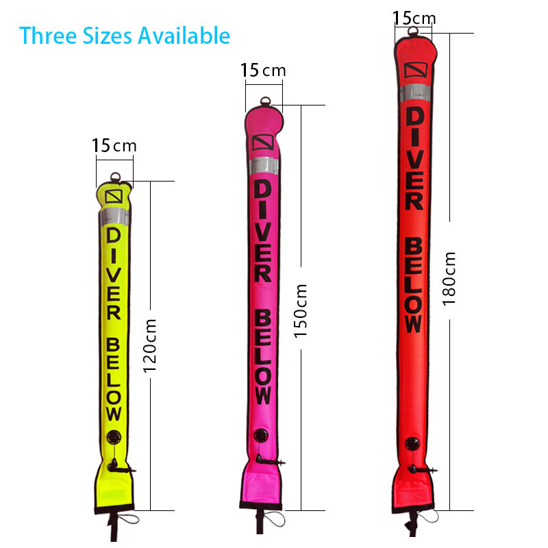DIVING SMB 1.2m 1.5m 1.8m Buoy Colorful Visibility Safety Inflatable Scuba Diving SMB Surface Signal Marker Buoy Accessory