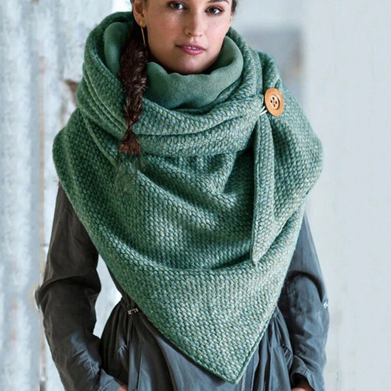 럭셔리 패션 겨울 여성 스카프 Soild 도트 인쇄 버튼 소프트 랩 캐주얼 따뜻한 스카프 Shawls 스카프 여성 foulard femme