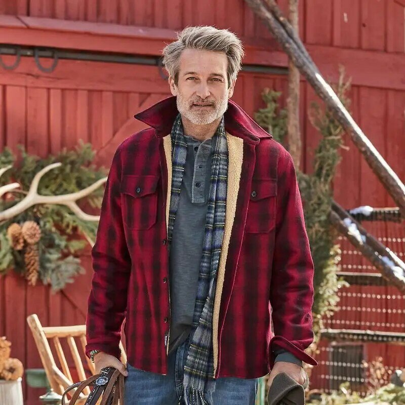 Retro Plaid Printed Woolen Coats Men Casual Loose Long Sleeve Outerwear 2021 Autumn Winter Mens Fashion Turn-down Collar Jackets