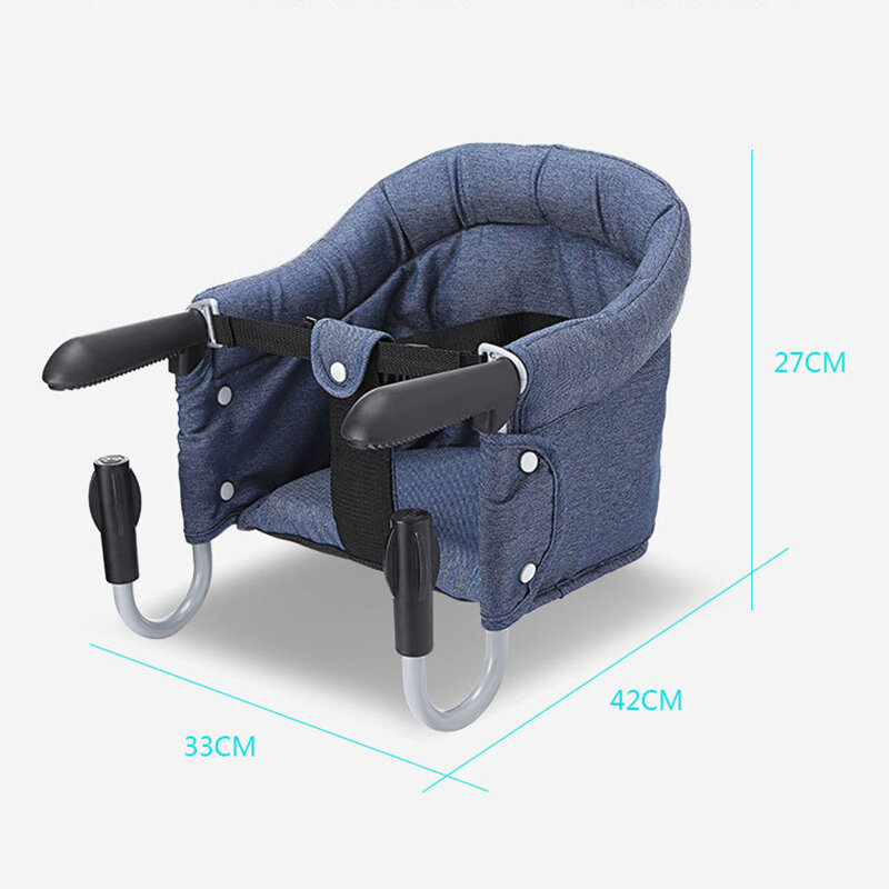 Portable Baby Highchair Foldable Feeding Chair Seat Booster Safety Belt Dining Hook-on Chair Harness Lunch Cushion