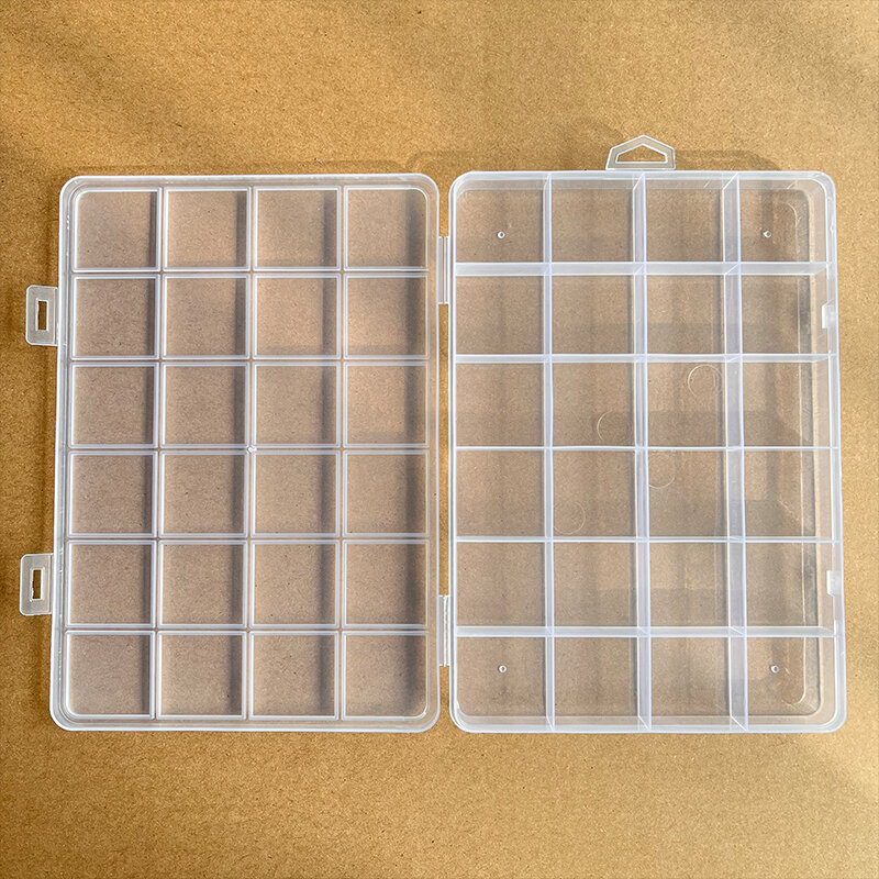 Yidensy-caja de almacenamiento de plástico transparente para píldoras, organizador cuadrado de 1 pieza, 10/24 ranuras, ajustable, para joyería, cuentas, pendientes