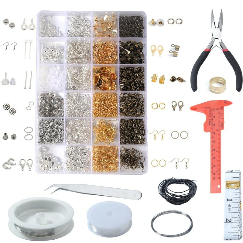 Alloy Accessories Jewelry findings Set Jewelry Making Tools Copper Wire OpenJump Rings Earring Hook Jewelry Making Supplies Kit