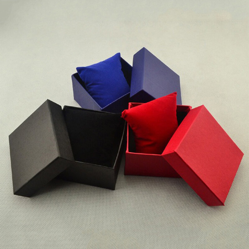 Caja de cartón cuadrada para almacenamiento de joyería, caja de regalo con almohadillas de almohada, 8,8 cm x 8,2 cm x 5,5 cm, reloj, brazalete, gran oferta, novedad