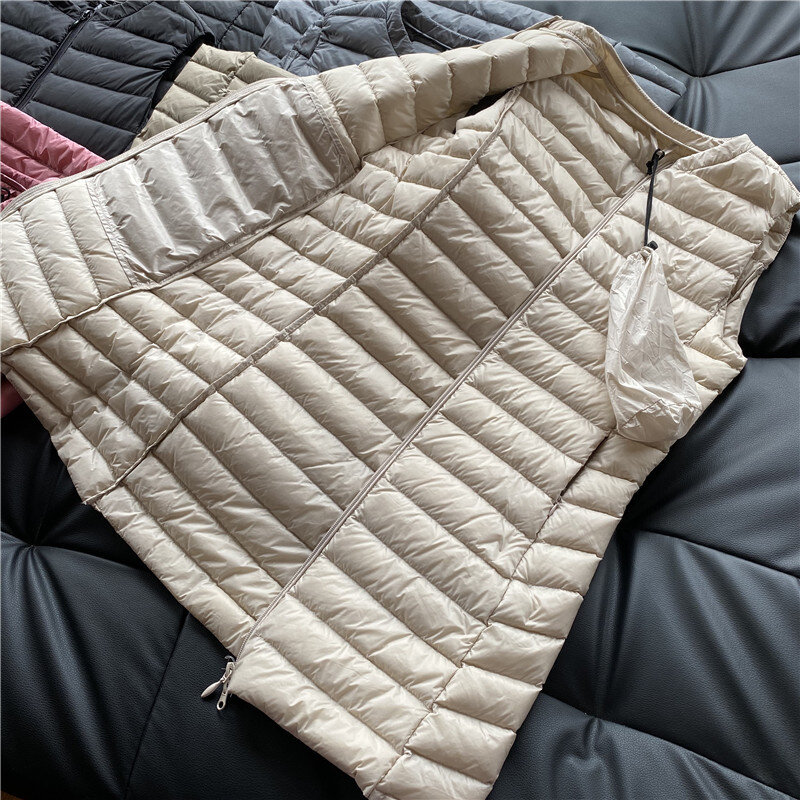 Piumino donna Ultralight 2023 nuovo cappotto invernale per donna gilet lungo in piumino d'anatra gilet caldo senza maniche Fashon portatile