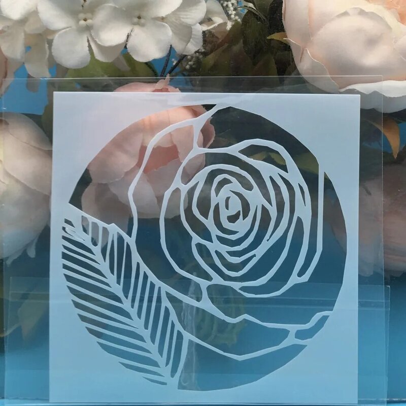 9 Stks/partij 13Cm Ronde Rose Flower Diy Gelaagdheid Stencils Schilderij Plakboek Kleuring Embossing Album Decoratieve Kaart Template