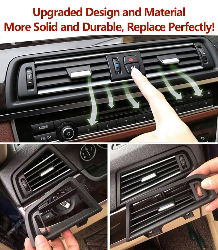 Panel de cubierta de rejilla de ventilación cromada para coche, accesorio para volante derecho, LHD, RHD, para BMW serie 5, F10, F11, 520, 525, 528, 530, 535