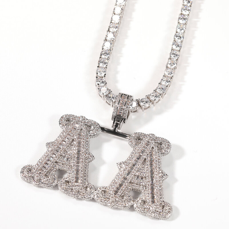 UWIN персонализированное ожерелье с подвеской в виде багетчика, буквы, микро-выложенное фианиты, именные подвески, именной кулон на заказ, модные украшения в стиле хип-хоп