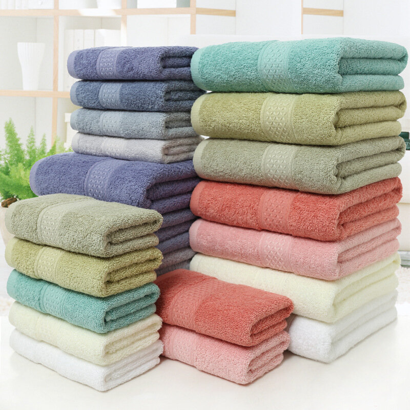 Algodão longo-grampo 12-color conjunto toalha de banho lenço de três peças conjunto presente cobre algodão puro bordado logotipo