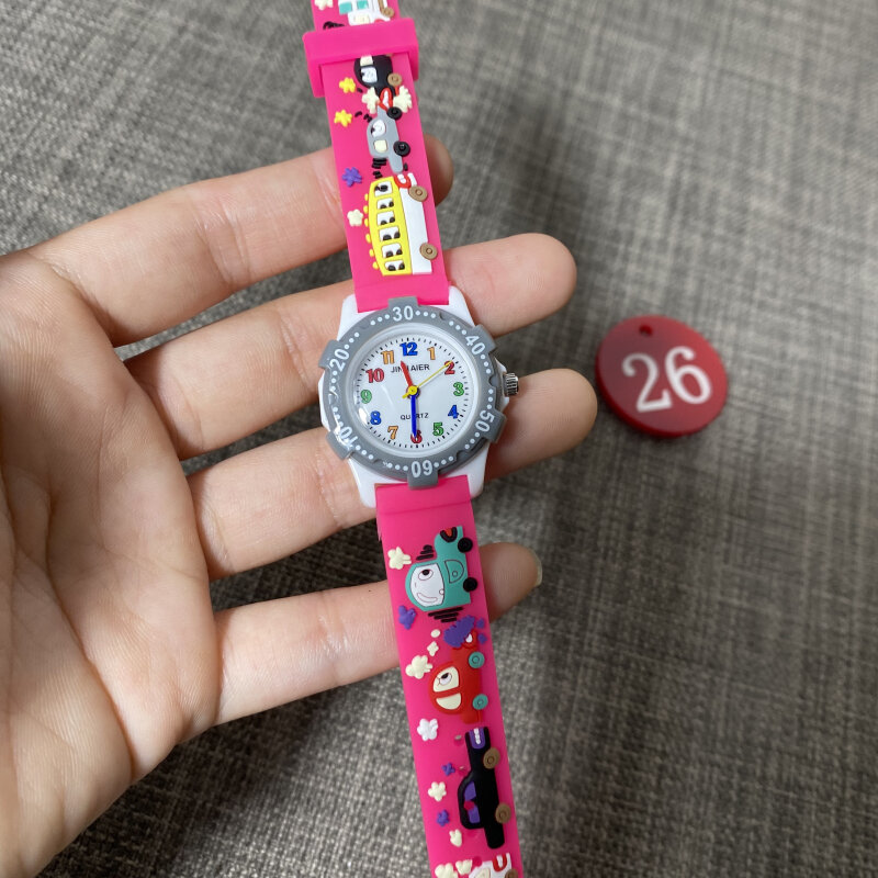 Relojes deportivos giratorios para niños y niñas, reloj luminoso con correa de lona, color rosa y rojo, regalo de fiesta de cumpleaños