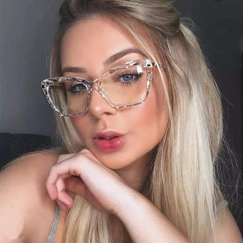 Montura de gafas cuadradas a la moda para mujer, lentes de marca Sexy con forma de ojo de gato, óptica, para ordenador