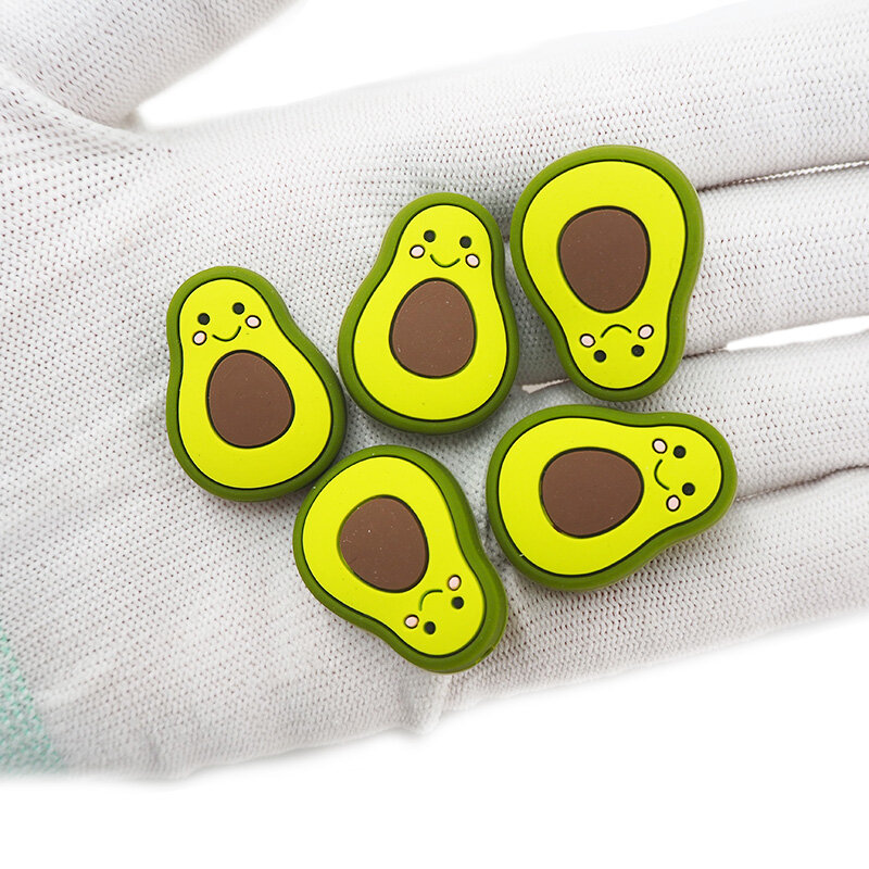 Chenkai 10Pcs Siliconen Avocado Kralen Baby Gift Verpleging Fopspeen Bpa Gratis Diy Rustgevende Hanger Armband Ketting Speelgoed Accessoires