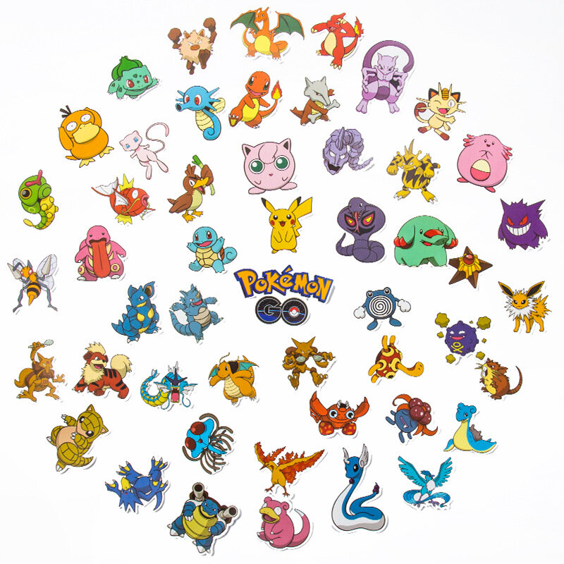 Pegatinas Kawaii de Pokémon para niños, 50/100 piezas, Pikachu, para monopatín, guitarra, portátil, juguetes Stiker impermeables