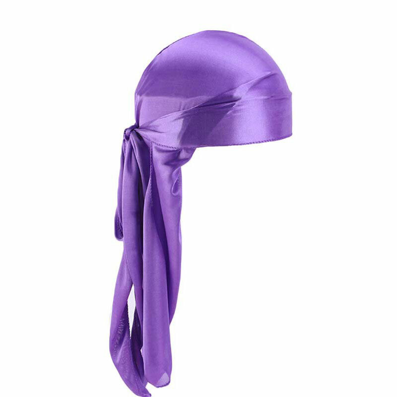 Silky Durags Turbanหมวกผู้หญิงผ้าพันคอHeadbandอุปกรณ์เสริมผมซาตินDurag Extra Long Tail Du-Rag Wigs Biker headwearร้อน