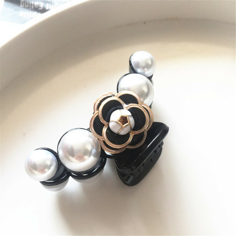 Hair Claw Clip Clamp For Women Girl Camellia Flower Floral Banana Pearl Korean Handmade Fashion Head Accessories Mujer Wholesale