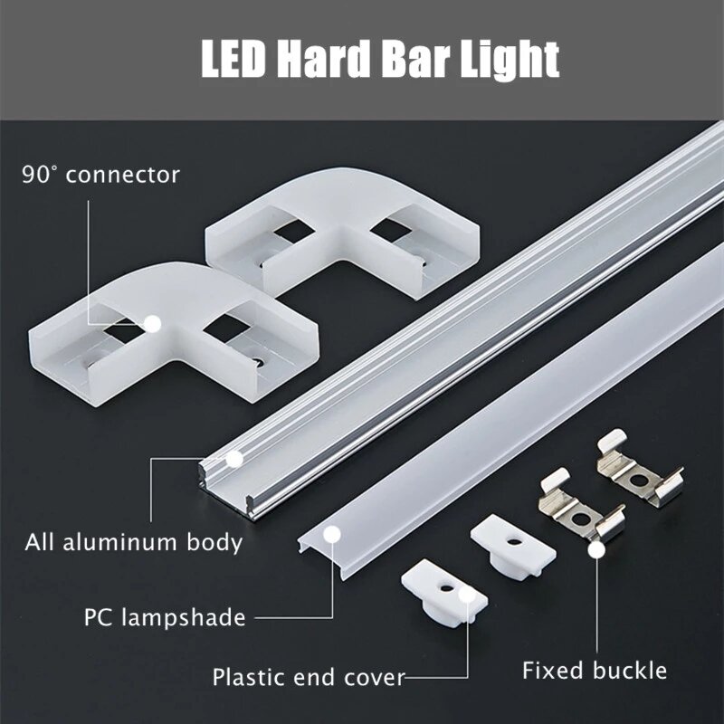 Profilé en aluminium en forme de V pour bande LED, canal d'infraction, style U, diffuseur, couvercle PC laiteux, barre LED, support de lumière, 50cm