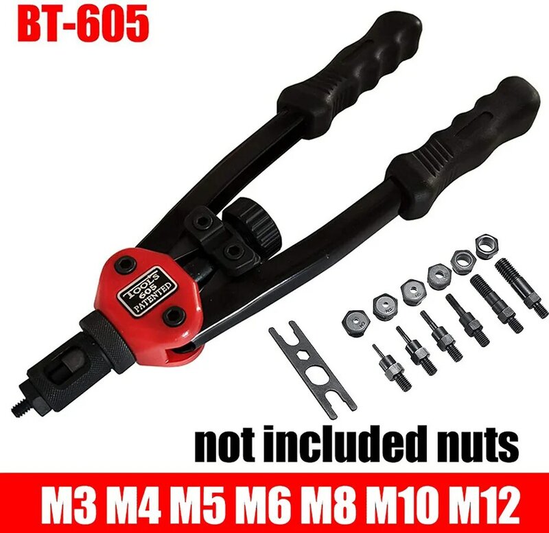 SUBAO BT605/606 Rivet gun tool Manual insert rivet nut tool Manual spindle M3M4M5M6M8 M10 M12 for metal manufacturing