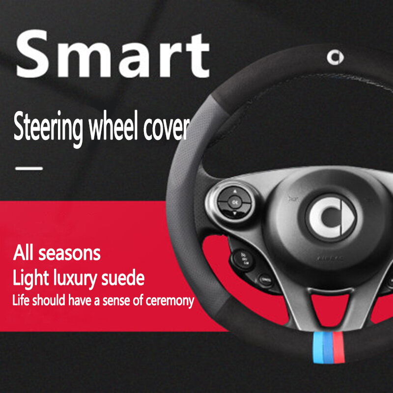 Zamszowy pokrowiec na kierownicę do Smart 453 Fortwo Forfour akcesoria samochodowe dekoracja wnętrz stylizacja modyfikacji
