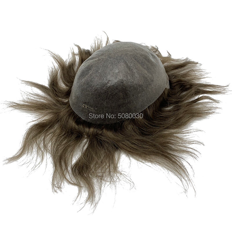 Invisible Knot naturalną linią włosów tupecik dla mężczyzn 100% euro-touch ludzki włos przodu peruka