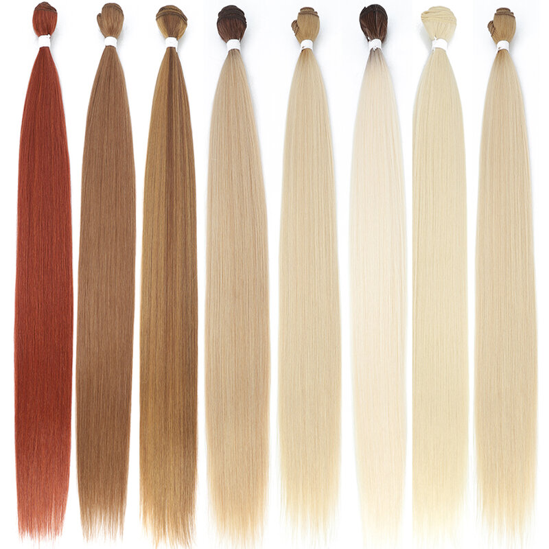 Extensiones de cabello liso sintético resistente al calor, mechones coloridos de alta temperatura, Cosplay, marrón, Rubio, envío gratis