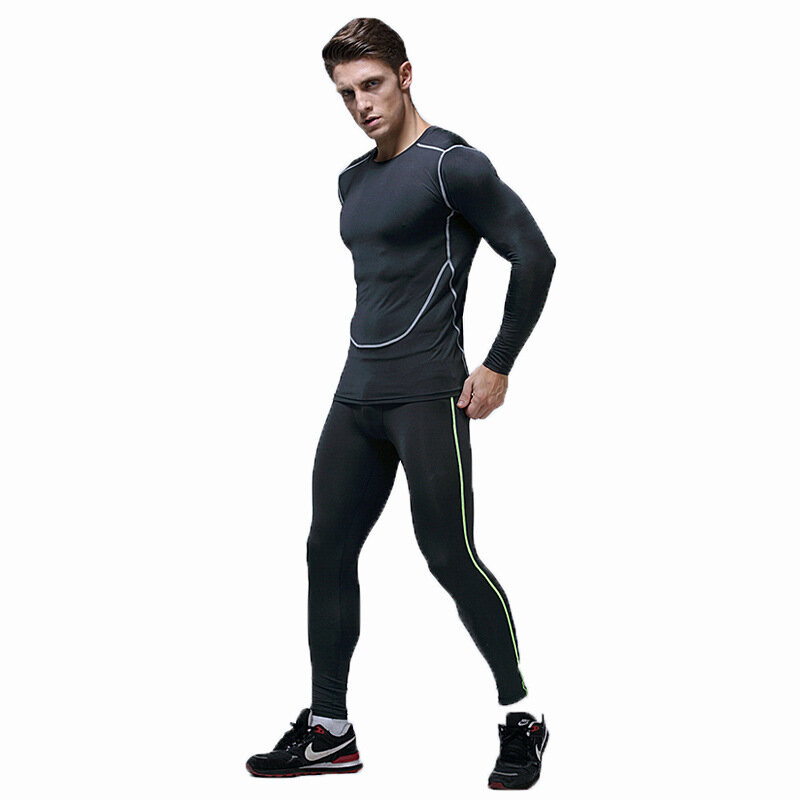 Tight men's sports running fitness clothing sweat-absorbent breathable basketball wear quick-drying compression clothing Tops