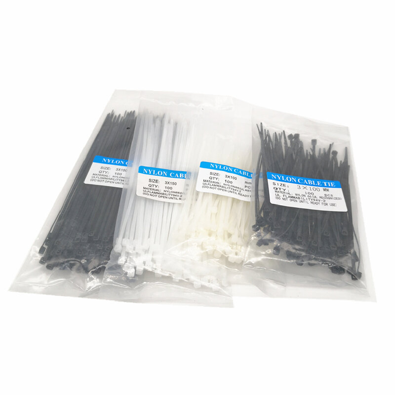 300Pcs Nylon Kabel Self-locking Kunststoff Draht Zip Krawatten Set 3*100 3*150 3*200 MRO & Industrielle Versorgung Befestigungen & Hardware Kabel