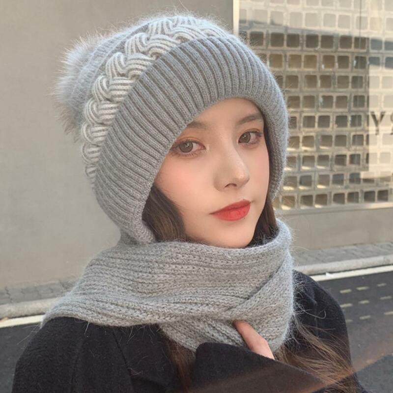 Dropshipping!! Women Hat Twist Pattern Brimless Autumn Winter Korean Style Knitting Cap Scarf for Riding