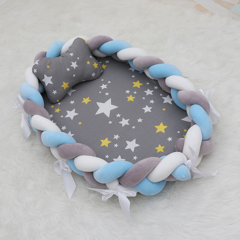 80 × 50Cm Katoen Pasgeboren Baby Wieg Baby Draagbare Weave Cot Kids Cradle Baby Bed Bumper Afneembare Wasbare Wieg room Decor
