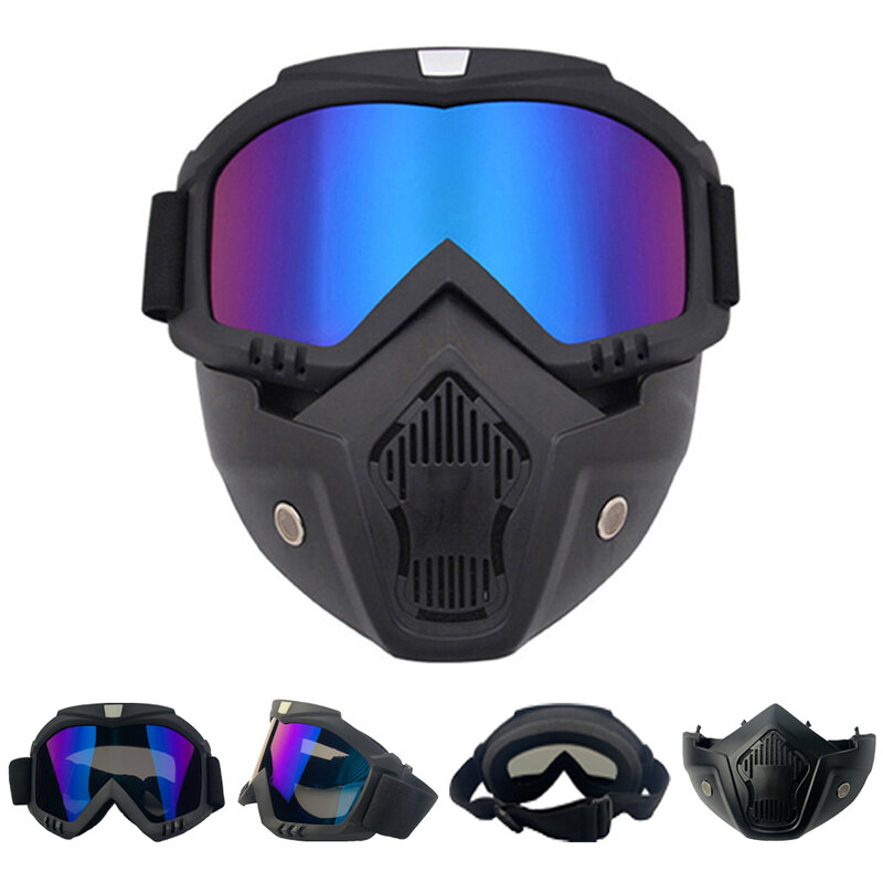 Maschera da Snowboard da sci all'aperto occhiali da sci per motoslitta occhiali protettivi da Motocross antivento occhiali di sicurezza con filtro per la bocca