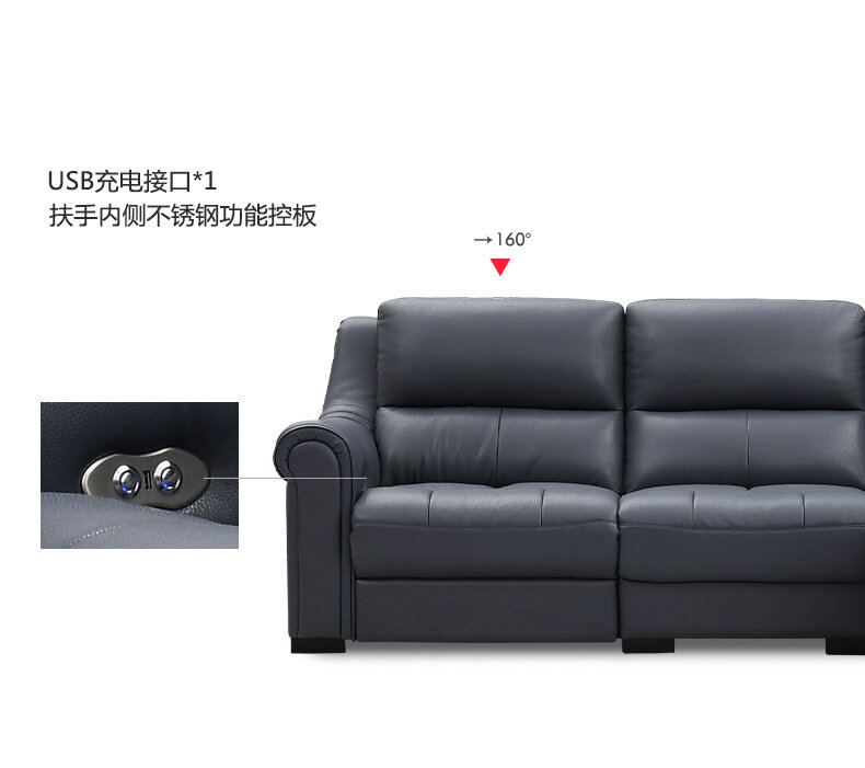 Sofá de canto elétrico reclinável, sofá de couro genuíno, móveis para sala de estar, sofá de canto