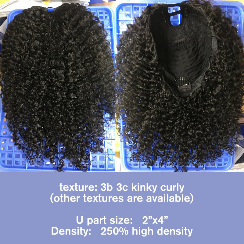 Афро кудрявые парики с U-образной частью, 250% плотные человеческие волосы, бразильские натуральные волосы, парики Upart 3b 3c, кудрявые для чернокожих женщин Dolago