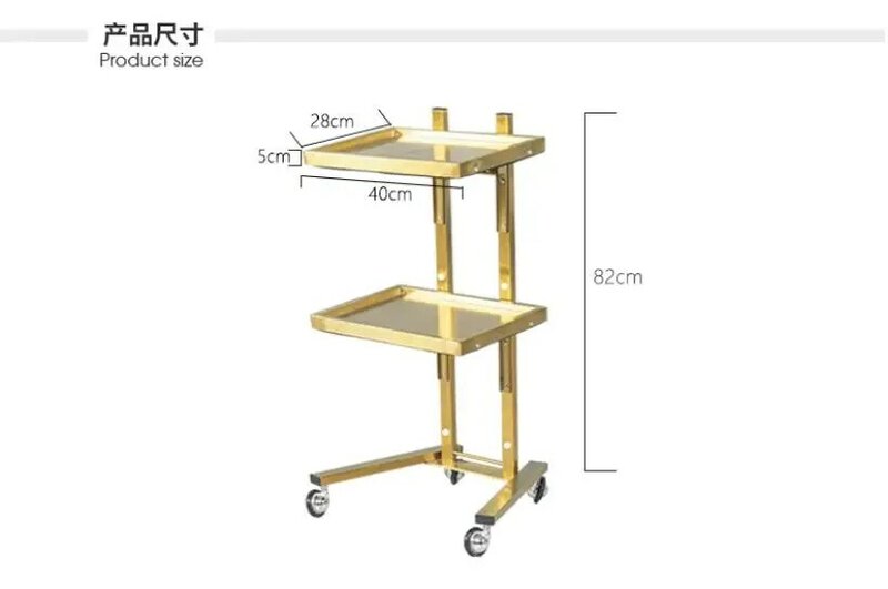 Stainless steel beauty salon trolley hair cutting and hair receiving folding trolley special tool car for hair salon