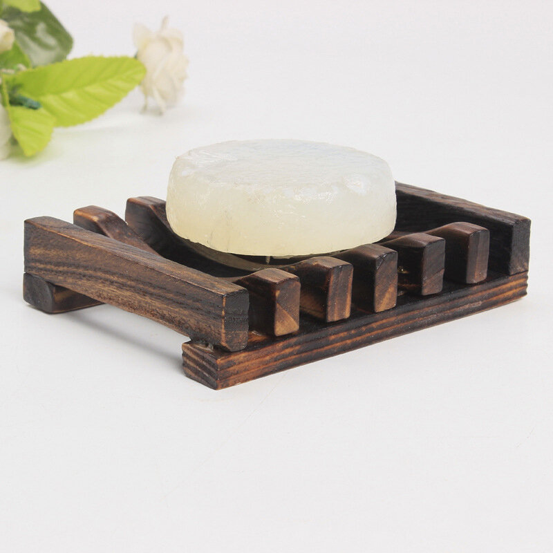 1pcs Wooden Natural Bamboo Soap Dish Tray Holder Storage Soap Rack Plate Box Container For Bath Shower Plate Bathroom