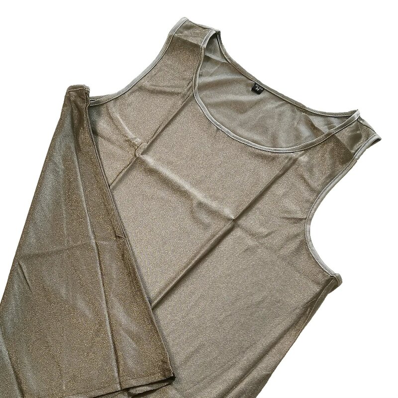 Fibra de prata condutora elástico sem mangas camisa emf/emi/rf que obstrui faraday tecido roupa interior colete macio