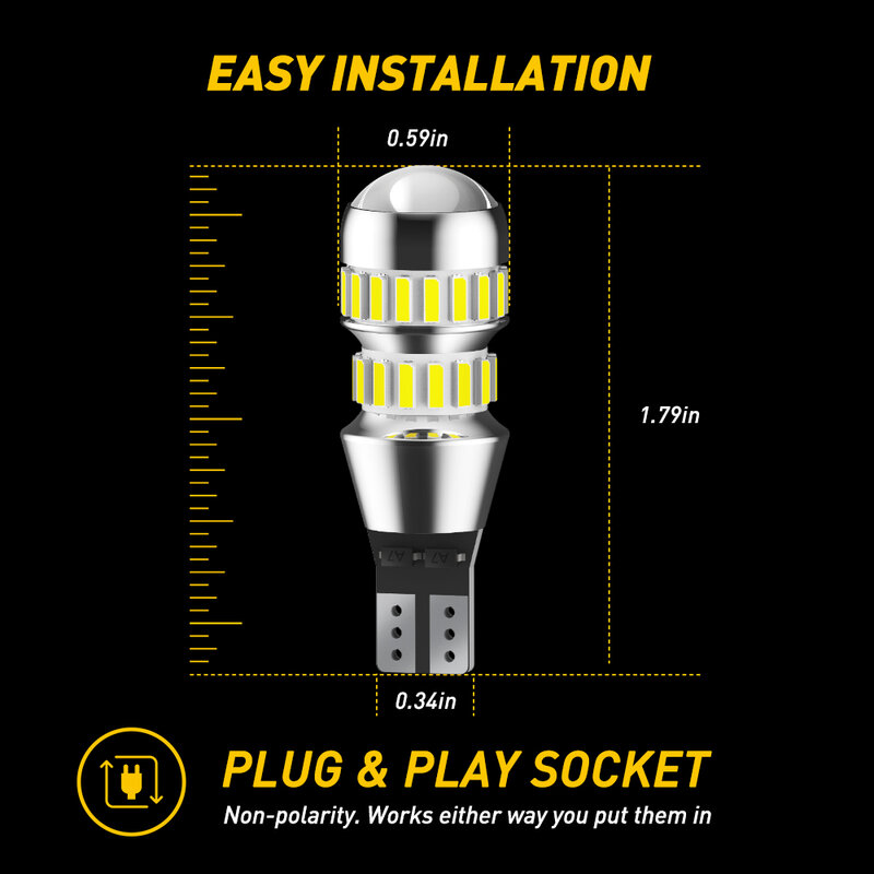 AUXITO-Lámpara LED de marcha atrás para coche, Bombilla de 2000LM T15, W16W, Canbus, sin Error, 4014, 42-SMD, 912, 921, 6000K, 2 piezas