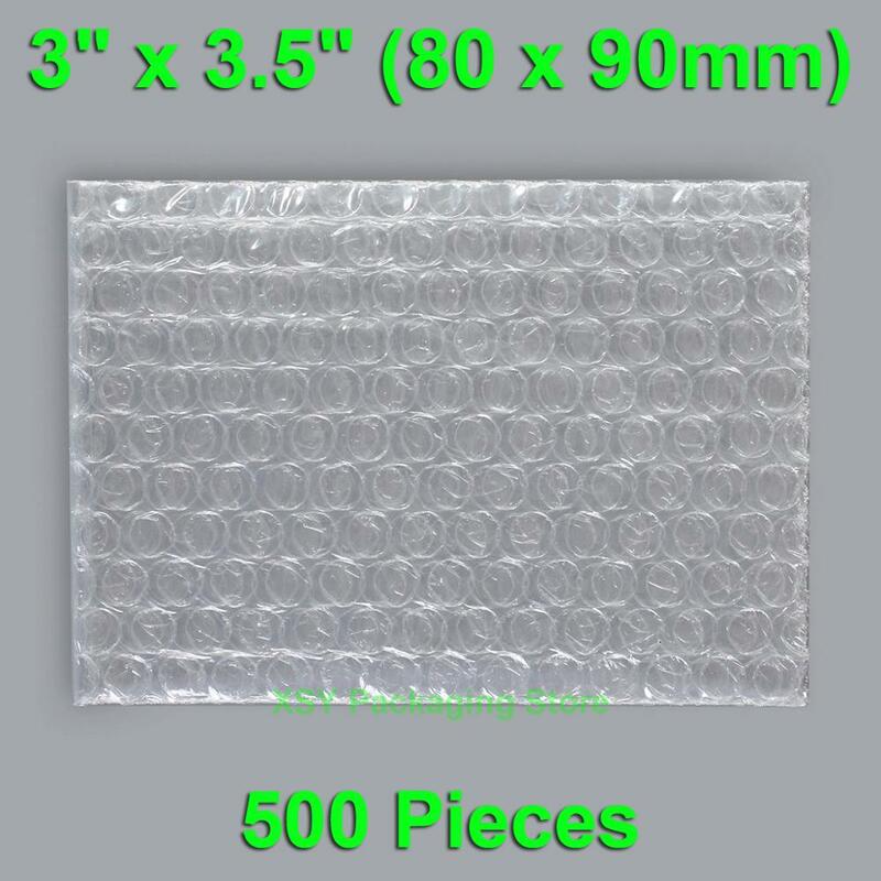 500 штук 3 "x 3,5" (80x90 мм) прозрачные пузырчатые пакеты небольшого размера, пластиковые упаковочные конверты, Полиэтиленовая посылка, пакеты с плоским открытым верхом