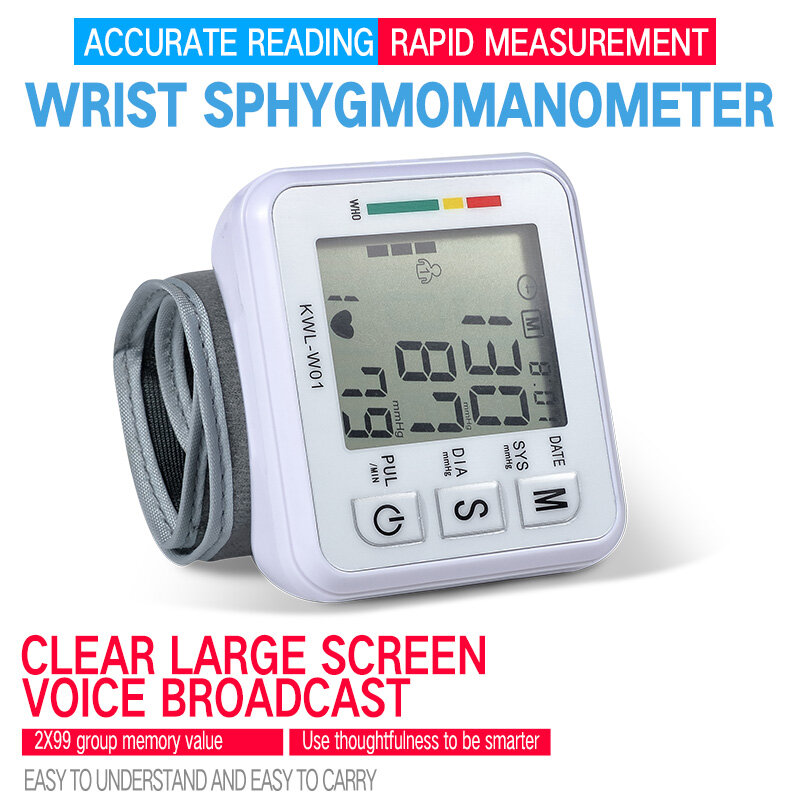 Automatic Digital Wrist Blood Pressure Monitor Bp Tonometer Wrist  Sphygmomanometer Pulse measurement Tensiometer tansiyon aleti