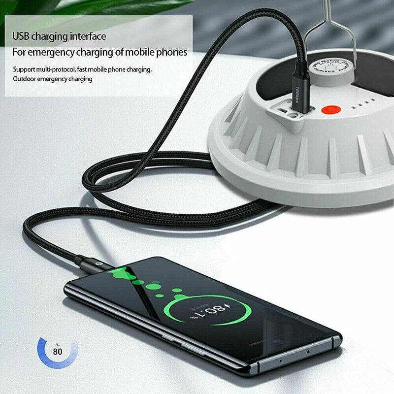 Luz LED Solar de acampada con control remoto, linterna de tienda colgante impermeable IPX7 con 5 modos de batería recargable por USB, 120