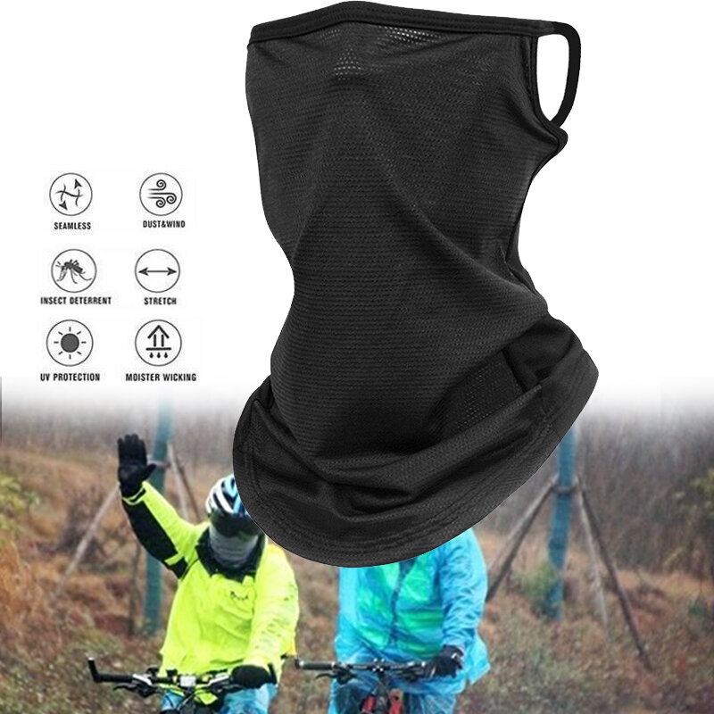 Sun Protection Face Scarf Mask Anti-dust Neck Gaiter Outdoor Cycling Hiking Sports Men Women Headwear Hanging Ear Ice Silk Scarf