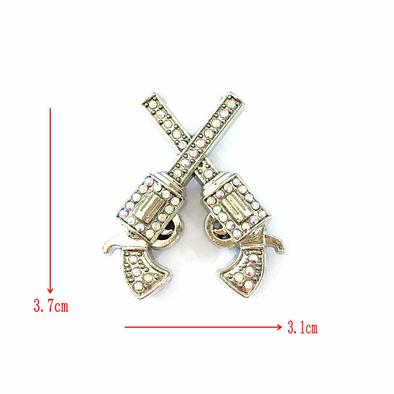 12pcs/lots  double gun Diameter 3.7CM x3.1 Metal  Conchos white rhinestone decoration button for bag Belt purse accessories