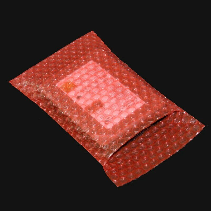 50 Buah 10X15Cm Amplop Plastik Merah Tas Gelembung Anti-statis PE Jelas Tas Kemasan Tahan Benturan Film Ganda Mailer Gelembung