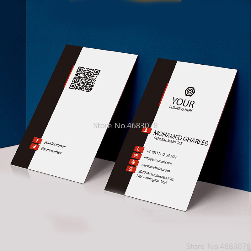 Tarjetas de papel con impresión de logotipo, tarjetas de visita de 300gsm, 90x53mm, 100/200/500/1000/lote