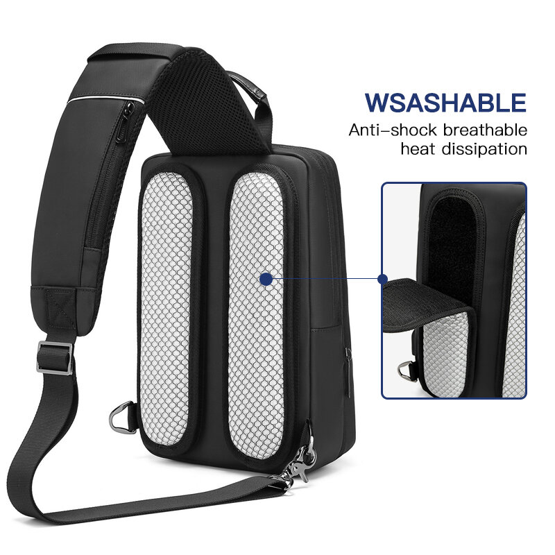 OZUKO Expandable Men Crossbody Bags Multifunction USB Charging Chest Pack Messengers Male Waterproof Shoulder Chest Bag 2020 NEW