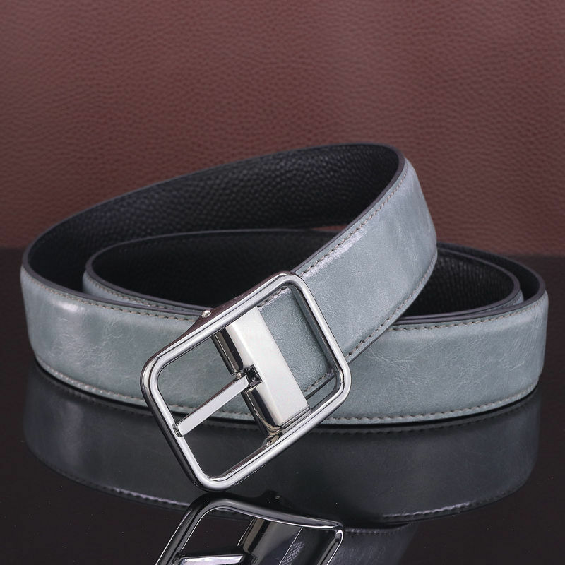 Cinturón de cuero gris claro con hebilla informal para hombres y mujeres, ropa de viaje de negocios, pantalones, accesorios de cinturón de moda, versión coreana