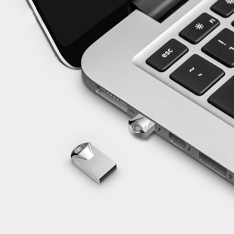 Mini Metal USB Flash Drive, Pen Drive, Cartão de memória Flash, USB Stick Pendrive, USB 2.0, 8GB, 16GB, 32GB, 64GB, 128GB, 256GB