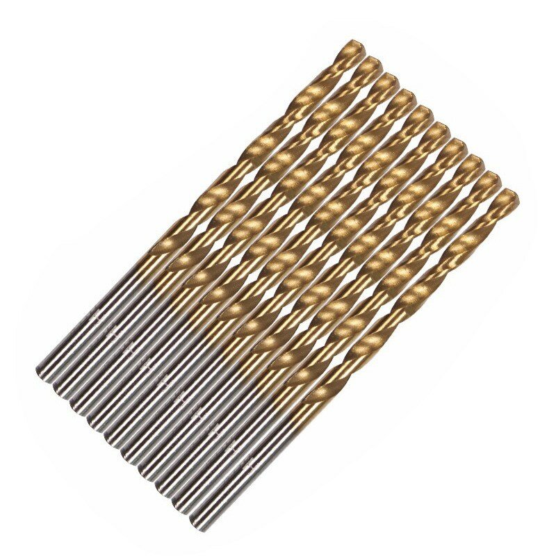 Microbrocas recubiertas de titanio, vástago recto de acero de alta velocidad, perforación de madera de 1/1,5/2/2,5/3MM, 50 unidades