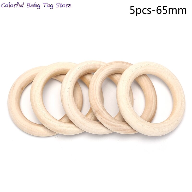 Hot Sale 1/5/10/20/50pcs Natural Wood Teething Beads Wooden Ring Children Kids DIY Wooden Jewelry Making Crafts 10 Size