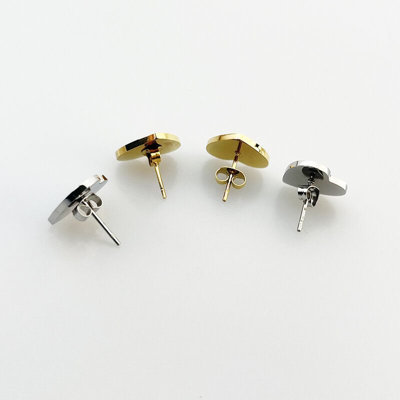 MYLONGINGCHARM 10 pairs Free Laser Engraving Stud Earrings Custom your Design or Text 13x14mm Heart shap Stud Earrings