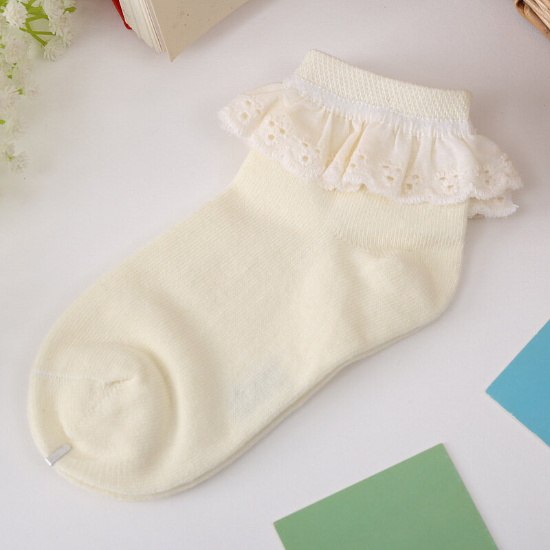 Calcetines antideslizantes con encaje para niña y bebé, medias cortas de malla transpirable, de algodón, color blanco y rosa, para otoño de 1 a 11 años, 3 pares
