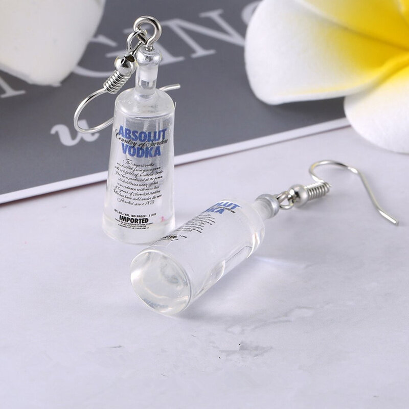Yungqi Fashion Resin Beer Bottle Earring Creative Simulation of Mineral Bottles Earrings Cute Handmade Earrings Womens Jewelry