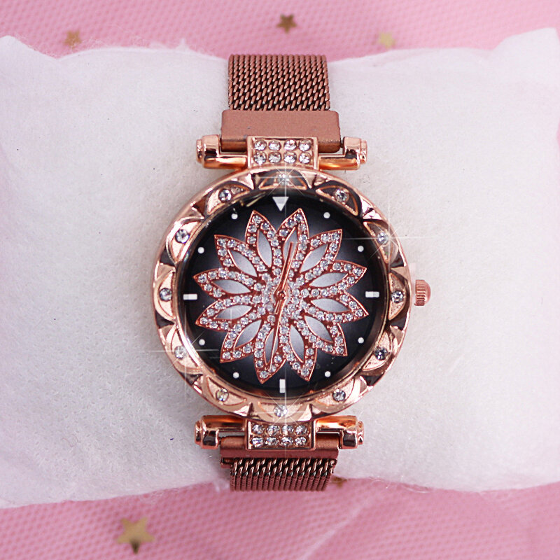 Casual Ladies bransoletka do zegarka zestaw zegarki kwarcowe damskie różowe złoto siatka ze stali nierdzewnej dżetów kobieta zegar relogio feminino